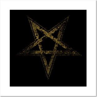 Gold Pentgram, Pentacle, Sigil of Baphomet, Dark Art, Nature Sticker Posters and Art